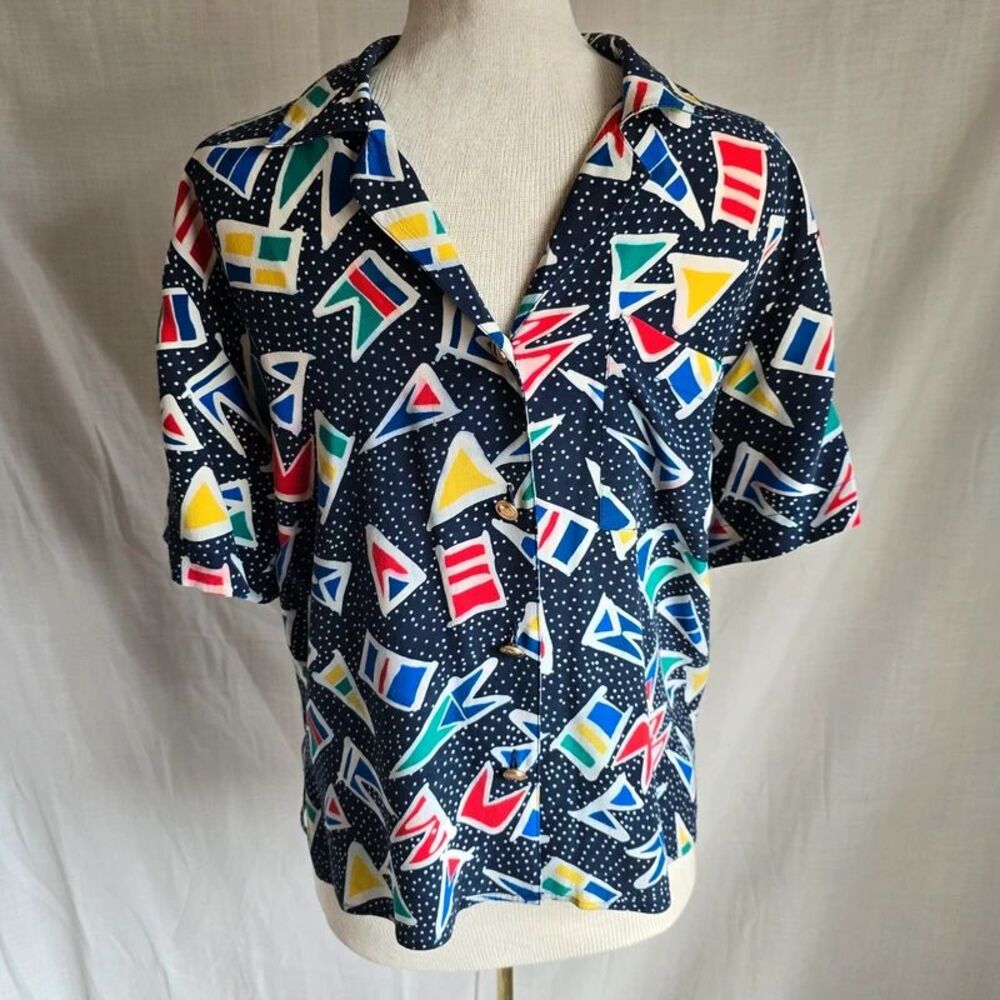 Vintage La Chine Classic 100% Silk Short Sleeve Blouse - Size M unisex
